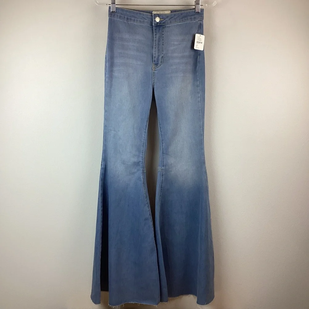 NWT Free People Just Float On Flare Blue Stretch Denim Jeans | 27